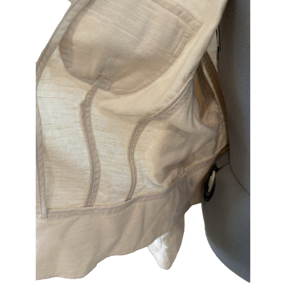 Blazer 20W Beige Linen Lined 3-Button Jacket Decorative Pockets PTP 25" - Picture 8 of 11
